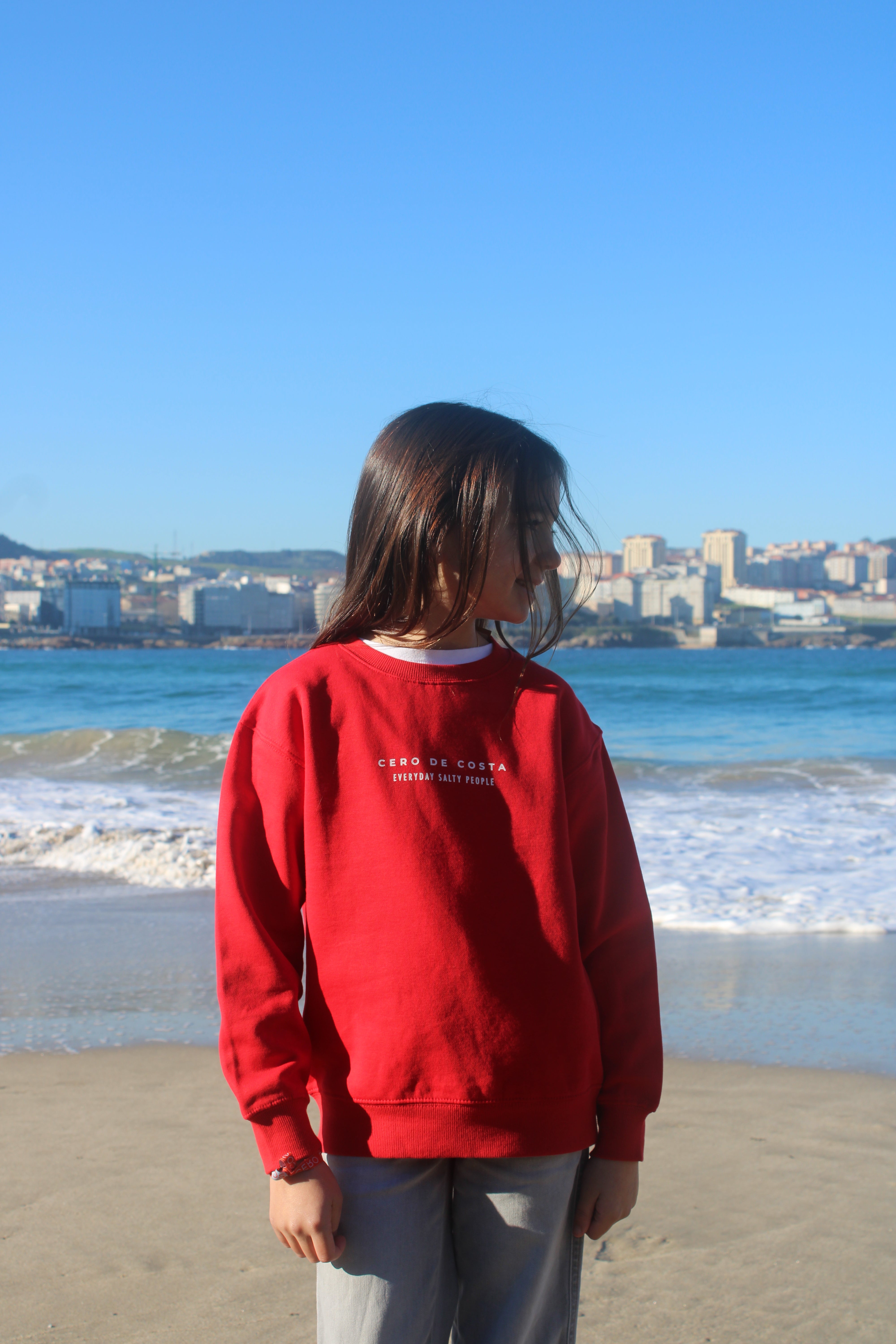 SUDADERA KIDS ROJO/BLANCO PLAYAS SURF
